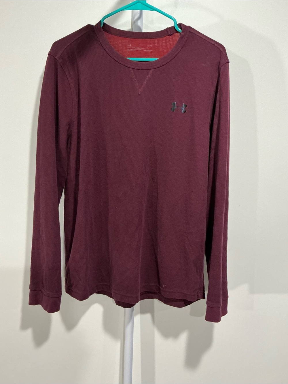 Under Armour Men's Long Sleeve Crew in Maroon with Black Logo